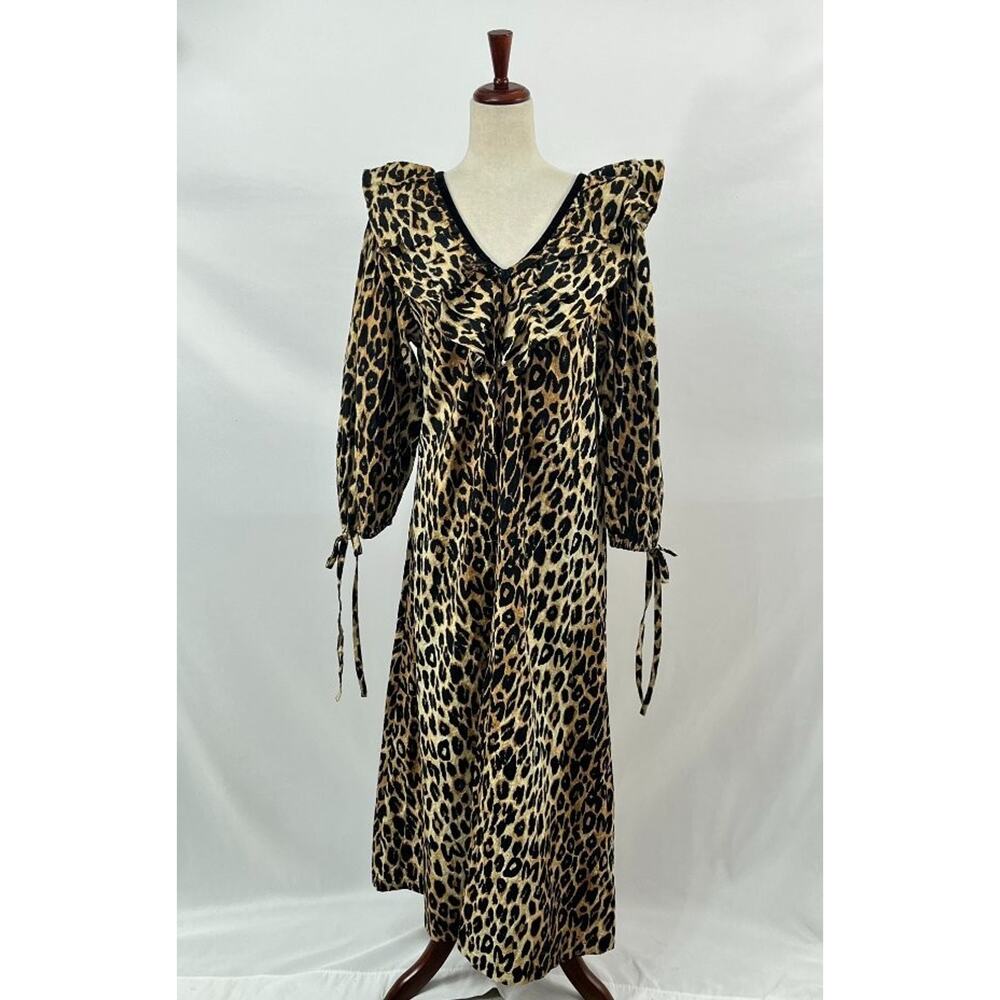 DAMSON MADDER Sz 12 UK 8 US Leopard Print Barbs Ruffle Midi Dress - Picture 8 of 12